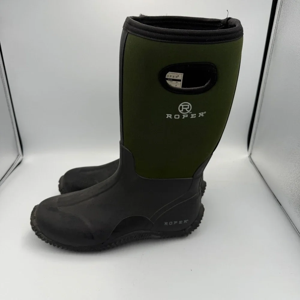 Roper Men's Olive Green and Black Neoprene Pull-On Rain Boots